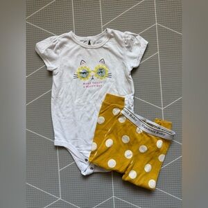 Garanimals|FREE w kids purchase,Baby girl/toddler set,White Cat Bodysuit & pants